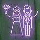 Romantisches LED Neonschild mit stilisierter Braut und Bräutigam Illustration als dekorative Hochzeitsbeleuchtung für besondere Momente