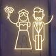 Romantisches LED Neonschild mit stilisierter Braut und Bräutigam Illustration als dekorative Hochzeitsbeleuchtung für besondere Momente