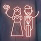 Romantisches LED Neonschild mit stilisierter Braut und Bräutigam Illustration als dekorative Hochzeitsbeleuchtung für besondere Momente