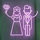 Romantisches LED Neonschild mit stilisierter Braut und Bräutigam Illustration als dekorative Hochzeitsbeleuchtung für besondere Momente