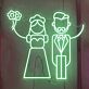 Romantisches LED Neonschild mit stilisierter Braut und Bräutigam Illustration als dekorative Hochzeitsbeleuchtung für besondere Momente
