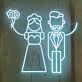 Romantisches LED Neonschild mit stilisierter Braut und Bräutigam Illustration als dekorative Hochzeitsbeleuchtung für besondere Momente