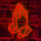 Abstraktes LED Neonschild mit stilisierten Händen als beruhigende Wanddekoration für Massagepraxis Wellnessbereich und moderne Räume