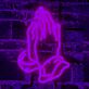 Abstraktes LED Neonschild mit stilisierten Händen als beruhigende Wanddekoration für Massagepraxis Wellnessbereich und moderne Räume