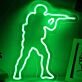 Modernes LED Neonschild mit abstrakter menschlicher Figur und dynamischer Pose als auffällige Wanddekoration für kreative Räume Studios oder moderne Interieurs