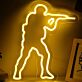 Modernes LED Neonschild mit abstrakter menschlicher Figur und dynamischer Pose als auffällige Wanddekoration für kreative Räume Studios oder moderne Interieurs