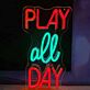 PLAY all DAY LED-Neonschild für Gaming und Freizeitraum