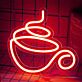 Kaffeetasse mit Dampf LED-Neonschild für Café oder Küche