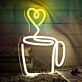 Kaffeetasse mit Herz-Dampf LED-Neonschild für Küche Café