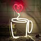 Kaffeetasse mit Herz-Dampf LED-Neonschild für Küche Café