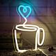 Kaffeetasse mit Herz-Dampf LED-Neonschild für Küche Café