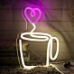 Kaffeetasse mit Herz-Dampf LED-Neonschild für Küche Café