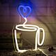 Kaffeetasse mit Herz-Dampf LED-Neonschild für Küche Café