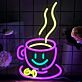 Kaffeetasse mit Smiley und Dampf LED-Neonschild für Café Küche