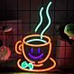 Kaffeetasse mit Smiley und Dampf LED-Neonschild für Café Küche