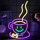 Kaffeetasse mit Smiley und Dampf LED-Neonschild für Café Küche