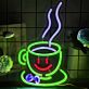Kaffeetasse mit Smiley und Dampf LED-Neonschild für Café Küche