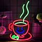 Kaffeetasse mit Smiley und Dampf LED-Neonschild für Café Küche