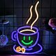 Kaffeetasse mit Smiley und Dampf LED-Neonschild für Café Küche