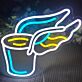 Getränkebecher mit Flügeln LED-Neonschild für Bar Cafe