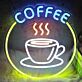 Personalisierbares Kaffeetasse mit Dampf LED Neonschild für Café und Küche