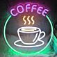 Personalisierbares Kaffeetasse mit Dampf LED Neonschild für Café und Küche