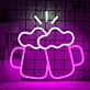 zwei Bierkrüge mit Schaum LED-Neonschild Bar Party