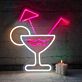 Cocktailglas mit Sonnenschirm LED-Neonschild für Bar Party