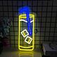 Getränkeglas mit Strohhalm und Eiswürfeln LED-Neonschild für Bar Café