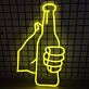 Hand mit Bierflasche LED-Neonschild für Bar Club