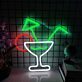 Cocktailglas mit Strohhalm und Sonnenschirm LED-Neonschild für Bar Party