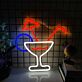 Cocktailglas mit Strohhalm und Sonnenschirm LED-Neonschild für Bar Party