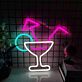 Cocktailglas mit Strohhalm und Sonnenschirm LED-Neonschild für Bar Party