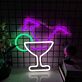 Cocktailglas mit Strohhalm und Sonnenschirm LED-Neonschild für Bar Party