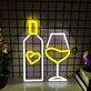 Weinflasche und Weinglas mit Herzsymbol LED-Neonschild für Bar oder Wohnzimmer