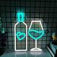 Weinflasche und Weinglas mit Herzsymbol LED-Neonschild für Bar oder Wohnzimmer