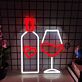Weinflasche und Weinglas mit Herzsymbol LED-Neonschild für Bar oder Wohnzimmer