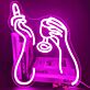 Stimmungsvolles LED Neonschild mit abstraktem Hände und Glas Motiv als moderne Wandbeleuchtung für Bar Wohnzimmer oder Lounge