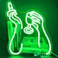 Stimmungsvolles LED Neonschild mit abstraktem Hände und Glas Motiv als moderne Wandbeleuchtung für Bar Wohnzimmer oder Lounge