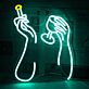 Atmosphärisches LED Neonschild mit abstraktem Hände und Cocktailglas Motiv als moderne Wandbeleuchtung für Bar Wohnzimmer oder Lounge