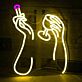 Atmosphärisches LED Neonschild mit abstraktem Hände und Cocktailglas Motiv als moderne Wandbeleuchtung für Bar Wohnzimmer oder Lounge