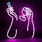 Atmosphärisches LED Neonschild mit abstraktem Hände und Cocktailglas Motiv als moderne Wandbeleuchtung für Bar Wohnzimmer oder Lounge