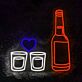 Dekoratives LED Neonschild mit Flasche zwei Gläsern und Herz Motiv als stilvolle Wandbeleuchtung für Bar Wohnzimmer oder Lounge