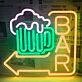BAR LED-Neonschild mit Pfeil und Bierkrug