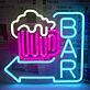 BAR LED-Neonschild mit Pfeil und Bierkrug