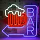 BAR LED-Neonschild mit Pfeil und Bierkrug