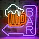 BAR LED-Neonschild mit Pfeil und Bierkrug