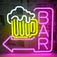 BAR LED-Neonschild mit Pfeil und Bierkrug