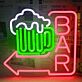BAR LED-Neonschild mit Pfeil und Bierkrug