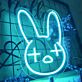 Hasenkopf mit Kreuzaugen LED-Neonschild Wohnzimmer Kinderzimmer